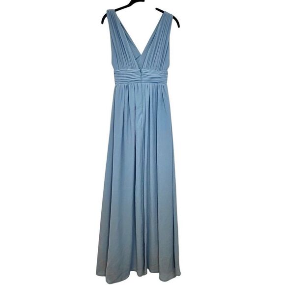 Lulus Plunge Neck Heavenly Hues Sleeveless Side Slit Maxi Dress Light Blue XS - Picture 3 of 7